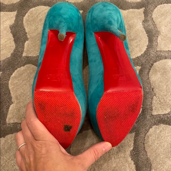 Christian Louboutin Aqua Green 140s suede sz 39.5 - Picture 5 of 8